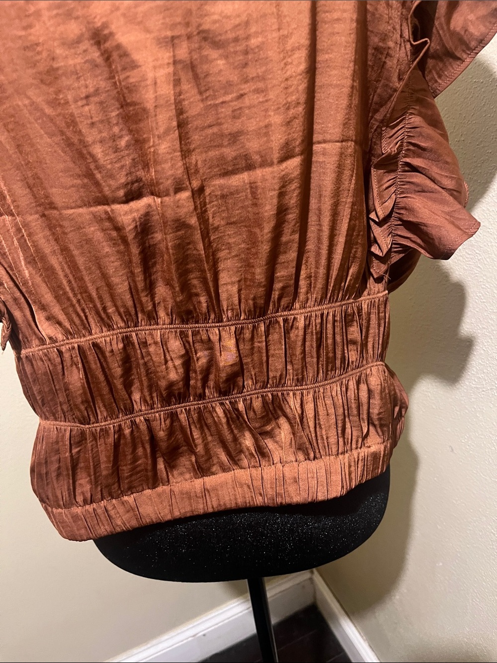 Marc New York Rust Ruffle Button-Front Blouse - Picture 8 of 8